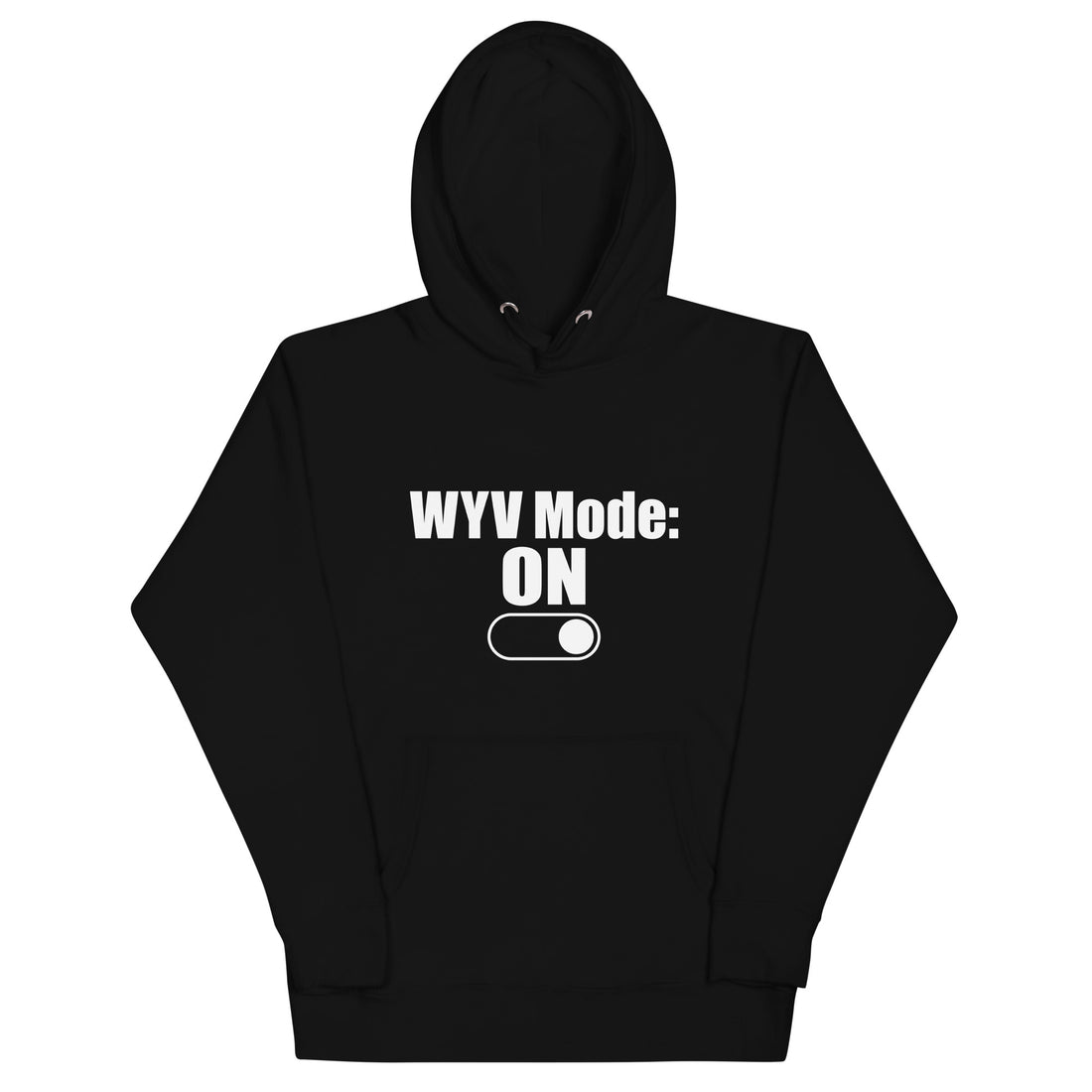 Unisex hoodie with ‘WYV Mode: ON’ coded design — WYVibe streetwear hoodie.