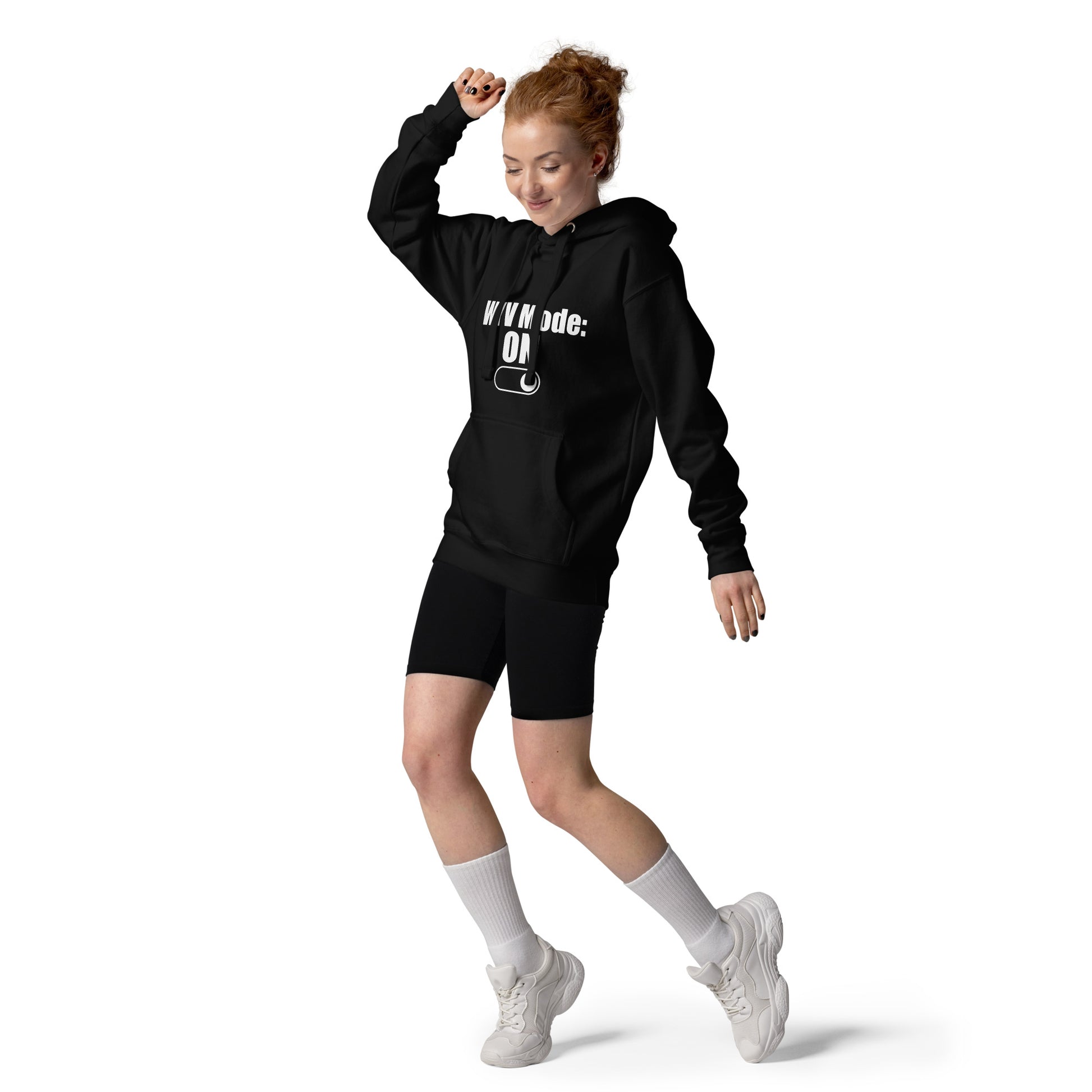 Unisex hoodie with ‘WYV Mode: ON’ coded design — WYVibe streetwear hoodie.