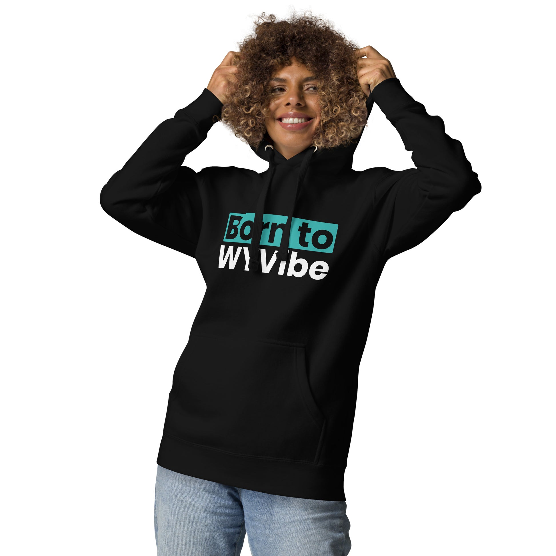 Unisex hoodie with ‘Born to WYVibe’ graphic design — WYVibe streetwear hoodie.