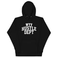 Unisex hoodie with ‘WYV Hustle Dept.’ collegiate design — WYVibe entrepreneur streetwear hoodie.