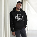 Unisex hoodie with ‘WYV Hustle Dept.’ collegiate design — WYVibe entrepreneur streetwear hoodie.