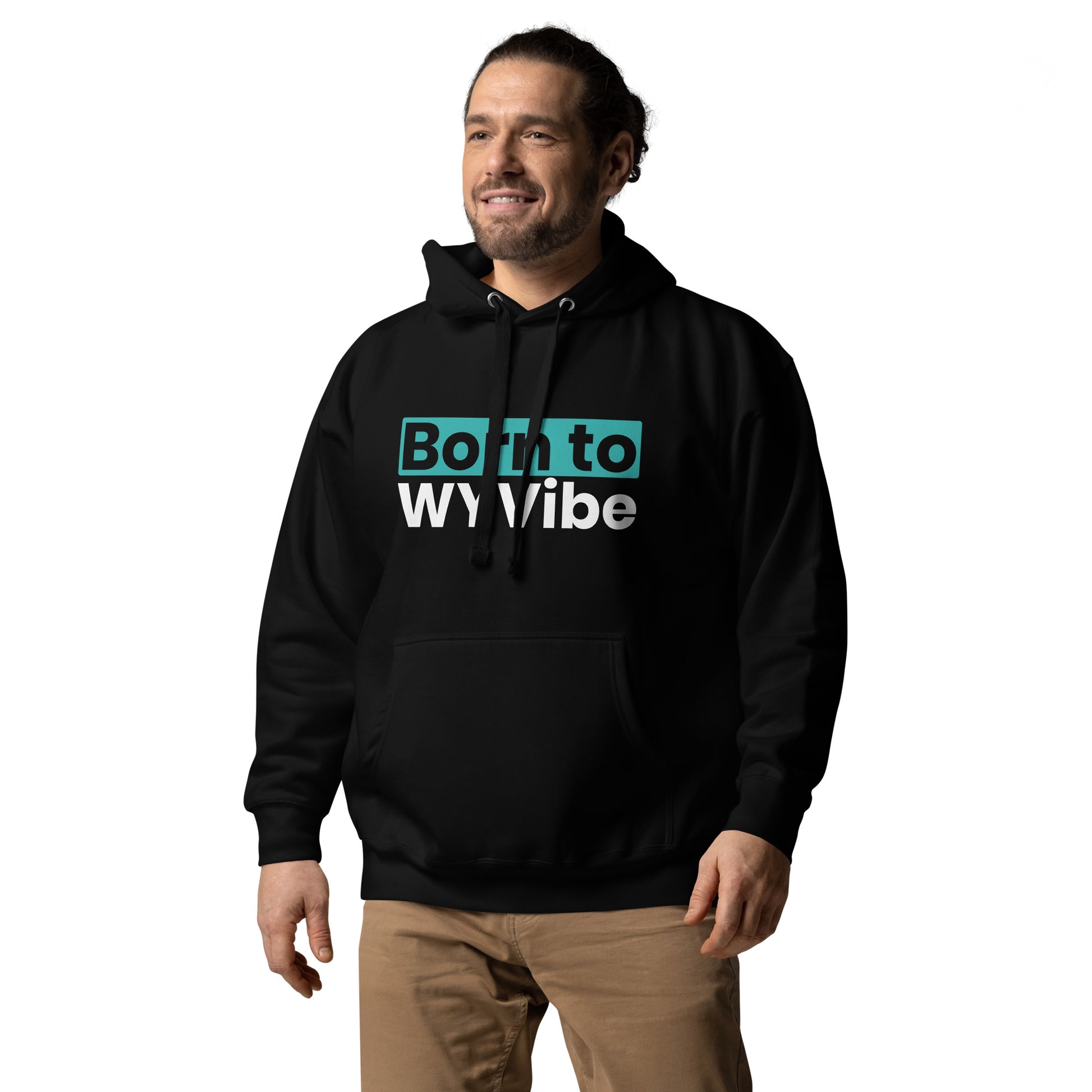 Unisex hoodie with ‘Born to WYVibe’ graphic design — WYVibe streetwear hoodie.