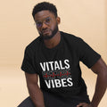Unisex medical-themed t-shirt with ‘Vitals Before Vibes’ design — WYVibe nurse tee.