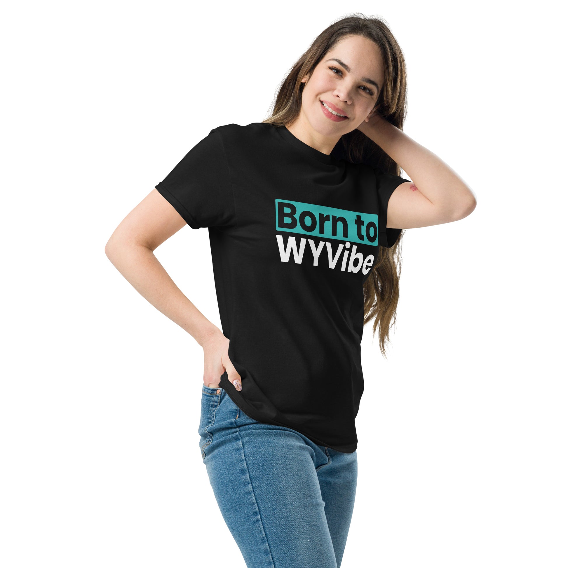 Unisex t-shirt with ‘Born to WYVibe’ lifestyle design — WYVibe premium tee.