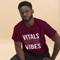 Unisex medical-themed t-shirt with ‘Vitals Before Vibes’ design — WYVibe nurse tee.