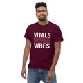 Unisex medical-themed t-shirt with ‘Vitals Before Vibes’ design — WYVibe nurse tee.