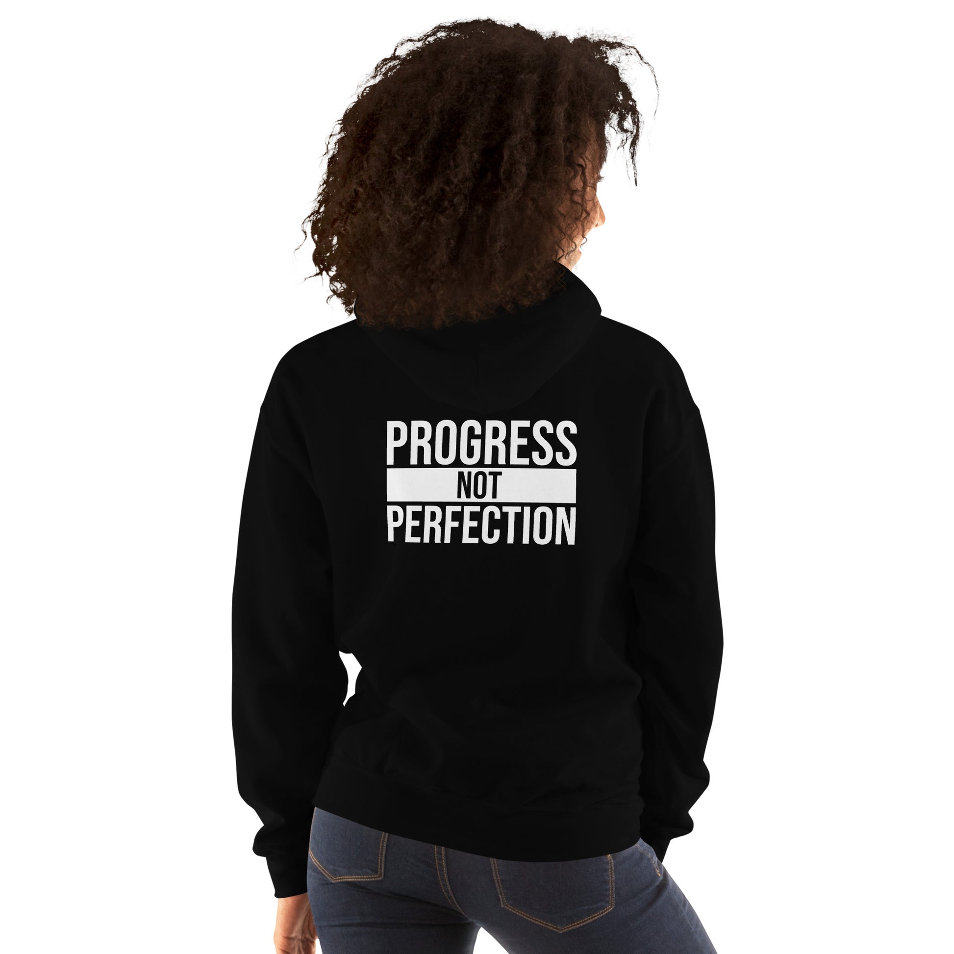 Unisex hoodie with “Progress Not Perfection” graphic – WYVibe Apparel