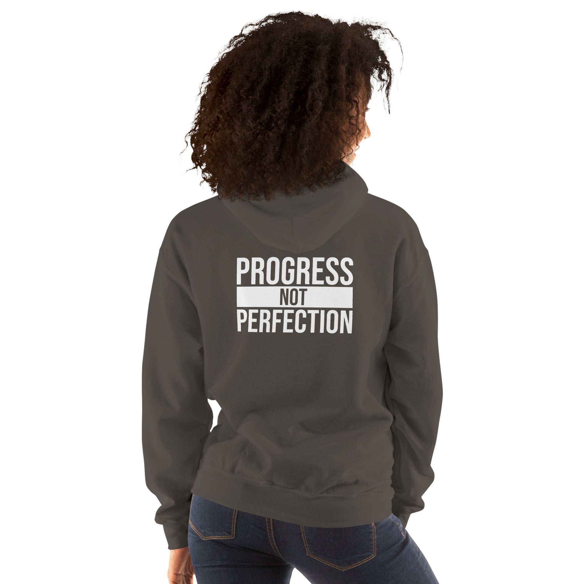 Unisex hoodie with “Progress Not Perfection” graphic – WYVibe Apparel
