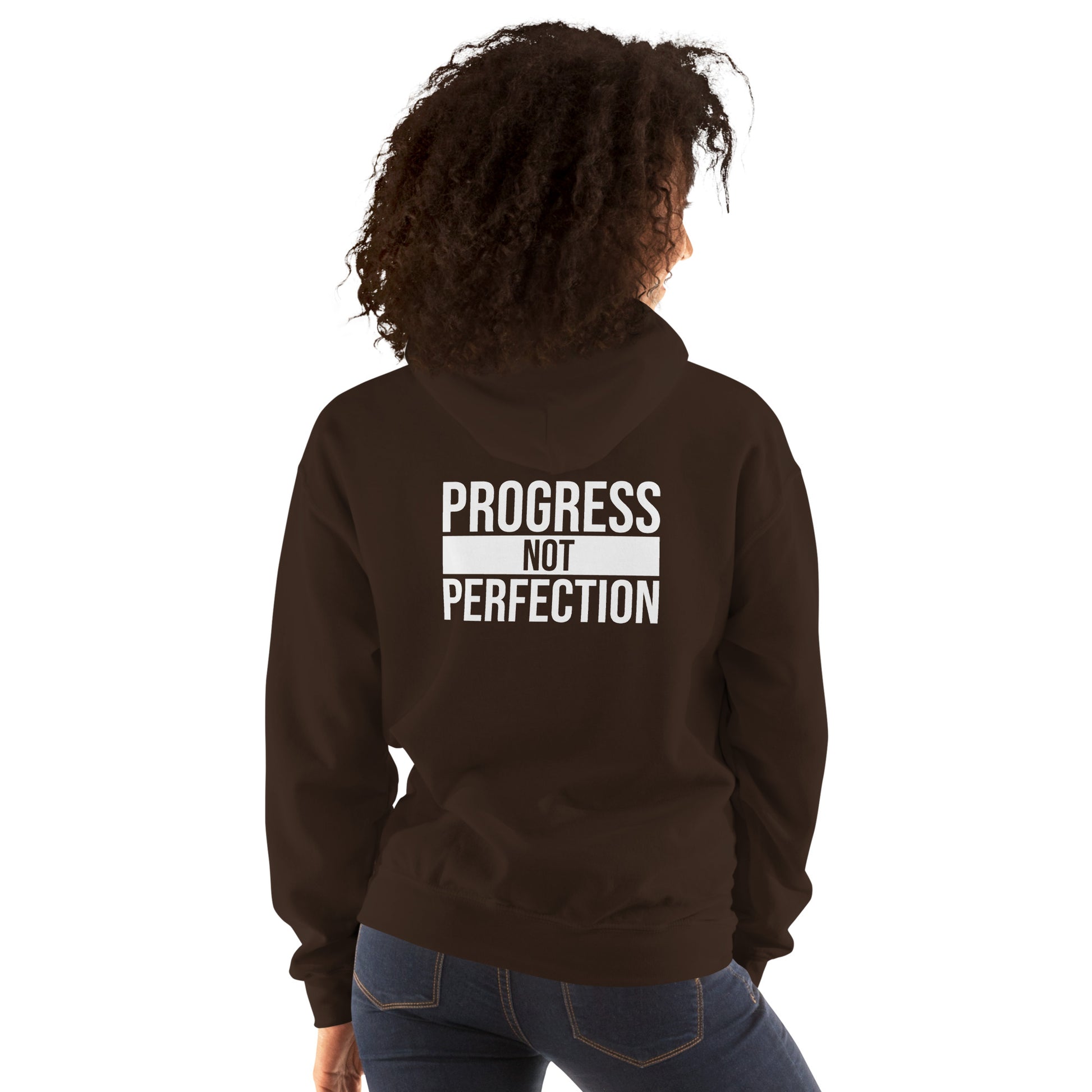 Unisex hoodie with “Progress Not Perfection” graphic – WYVibe Apparel