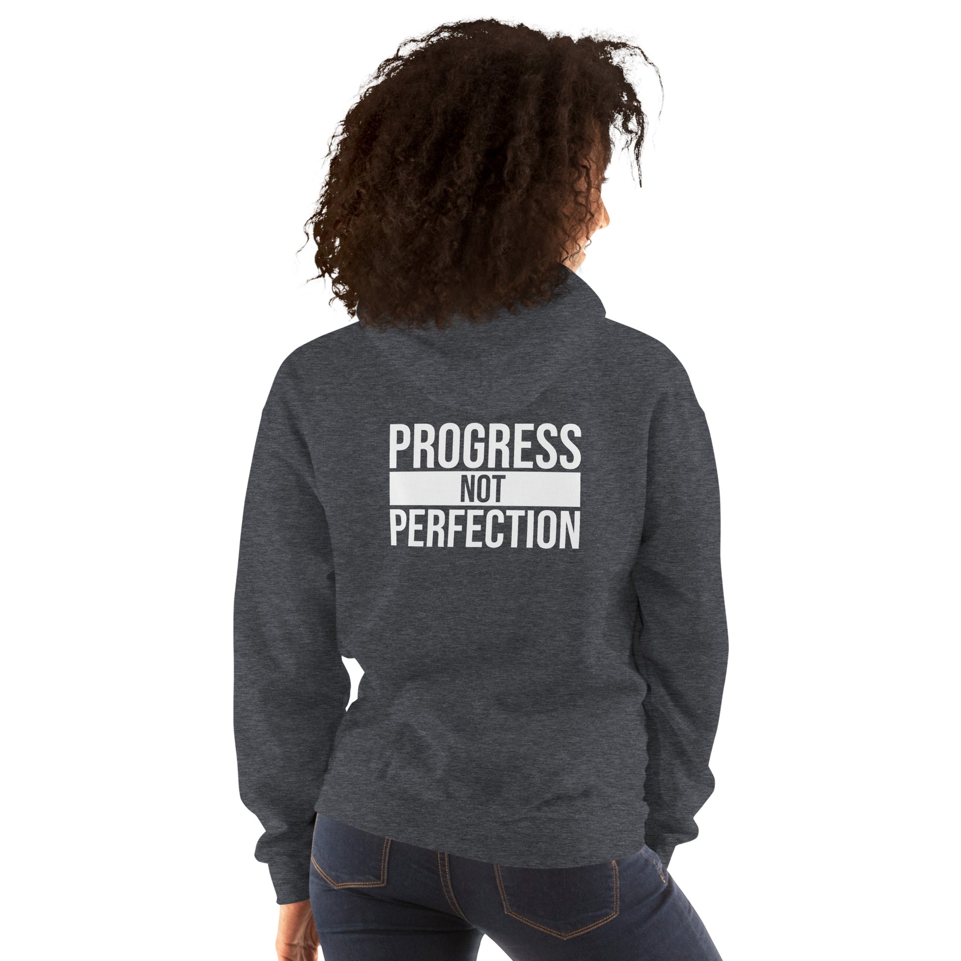Unisex hoodie with “Progress Not Perfection” graphic – WYVibe Apparel