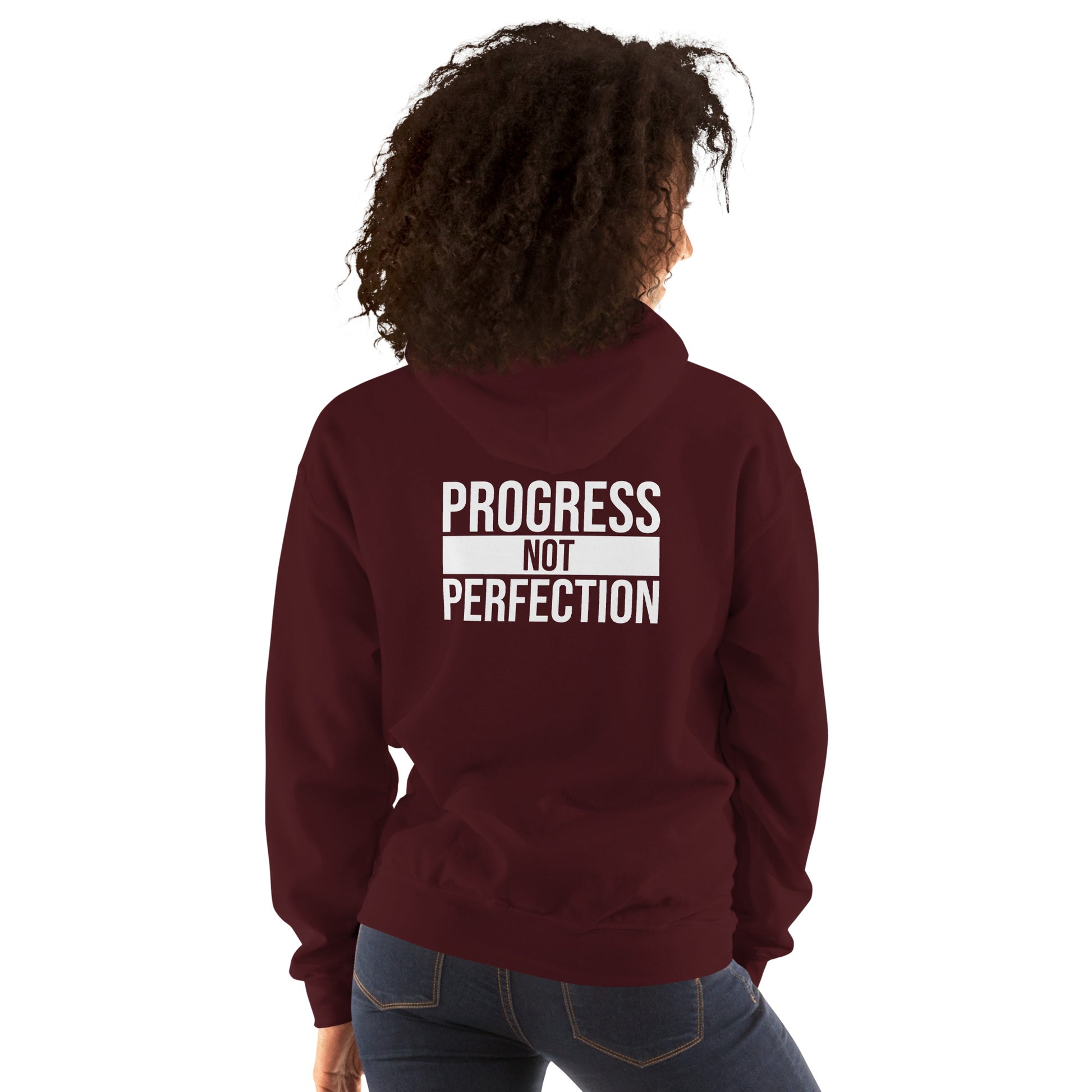 Unisex hoodie with “Progress Not Perfection” graphic – WYVibe Apparel