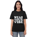 Unisex short-sleeve t-shirt with ‘Wear Your Vibe’ text design — WYVibe premium tee.