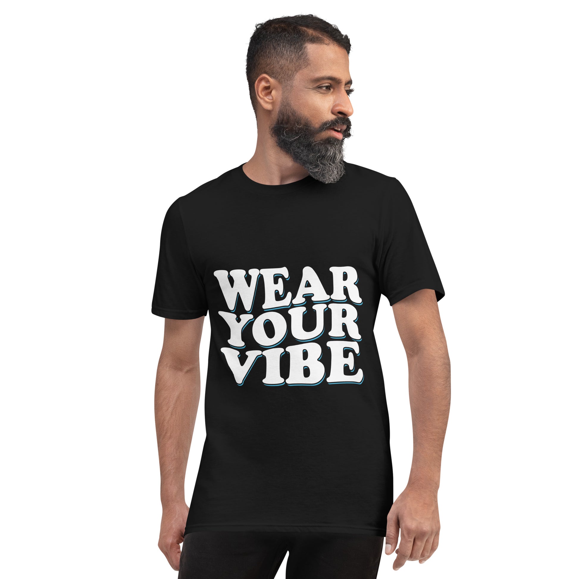 Unisex short-sleeve t-shirt with ‘Wear Your Vibe’ text design — WYVibe premium tee.