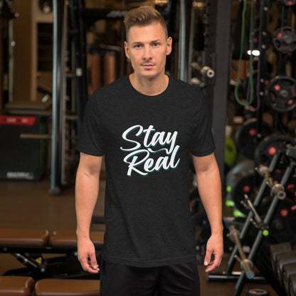Unisex t-shirt with ‘Stay Real. Stay WYV.’ streetwear text design — WYVibe tee.