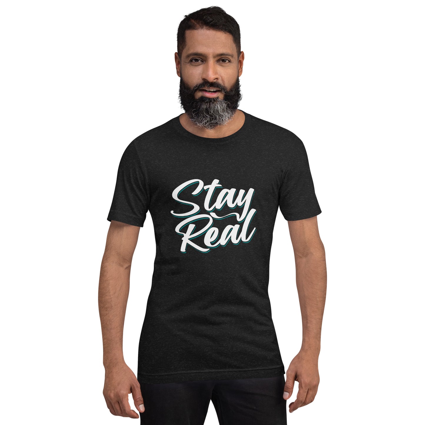 Unisex t-shirt with ‘Stay Real. Stay WYV.’ streetwear text design — WYVibe tee.