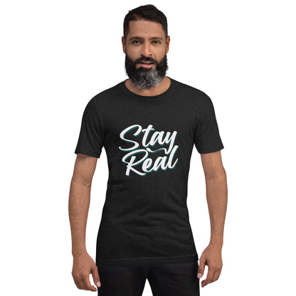 Unisex t-shirt with ‘Stay Real. Stay WYV.’ streetwear text design — WYVibe tee.