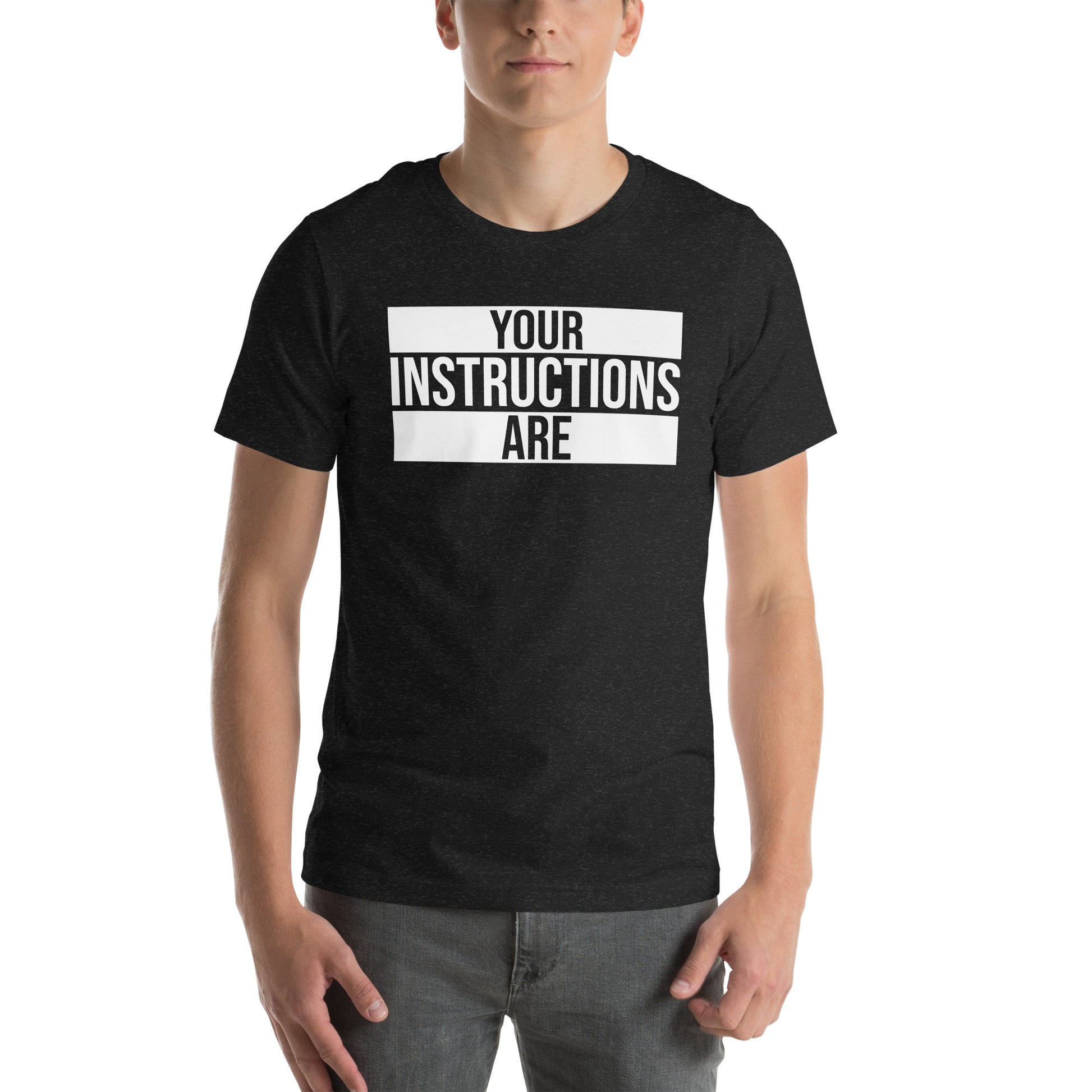 Unisex t-shirt with ‘Your Instructions Are: Wear Your Vibe’ design — WYVibe premium tee.