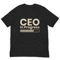 Unisex t-shirt with ‘CEO in Progress’ entrepreneurial design — WYVibe premium tee.