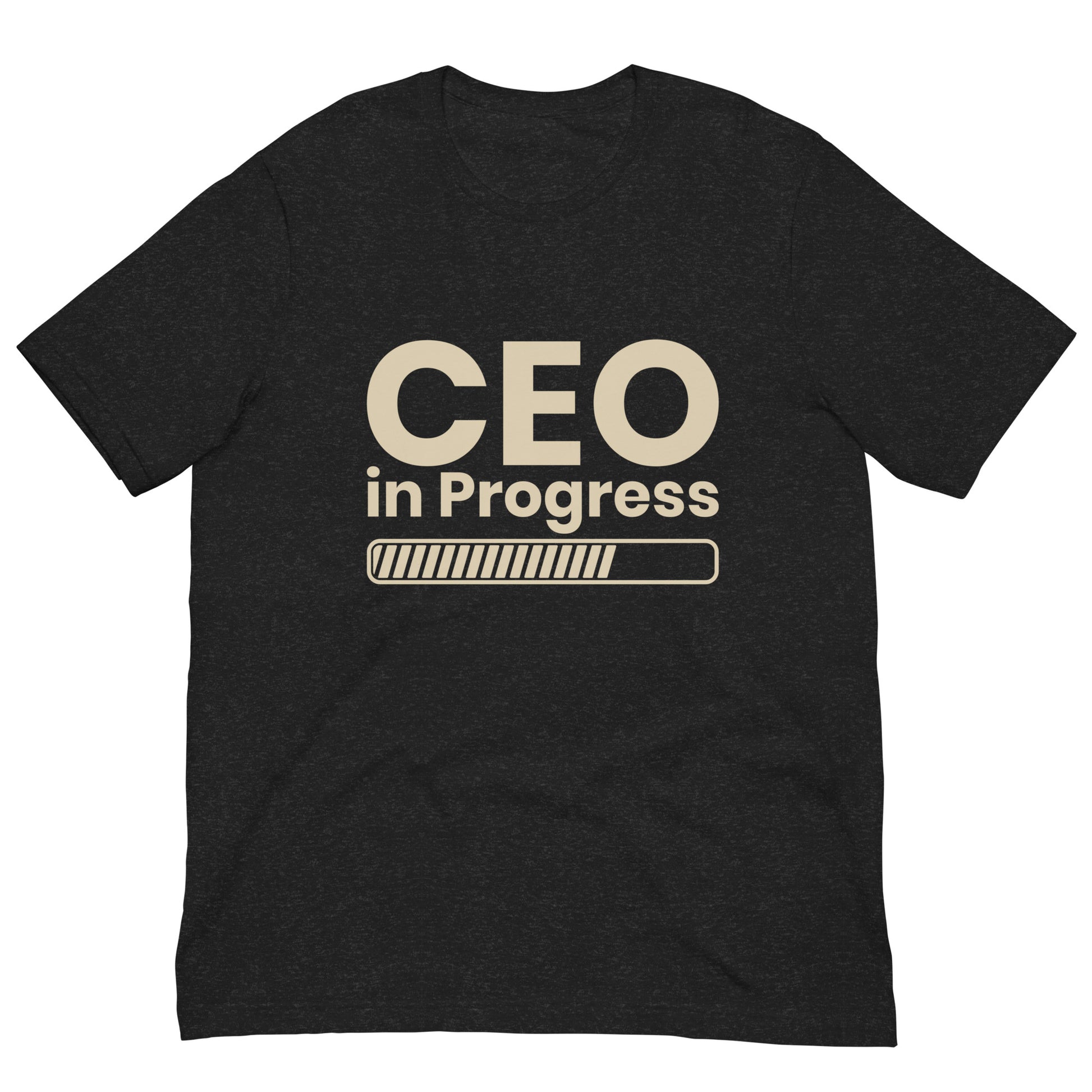 Unisex t-shirt with ‘CEO in Progress’ entrepreneurial design — WYVibe premium tee.