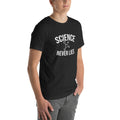 Unisex t-shirt with ‘Science Never Lies’ text design — WYVibe STEM tee.