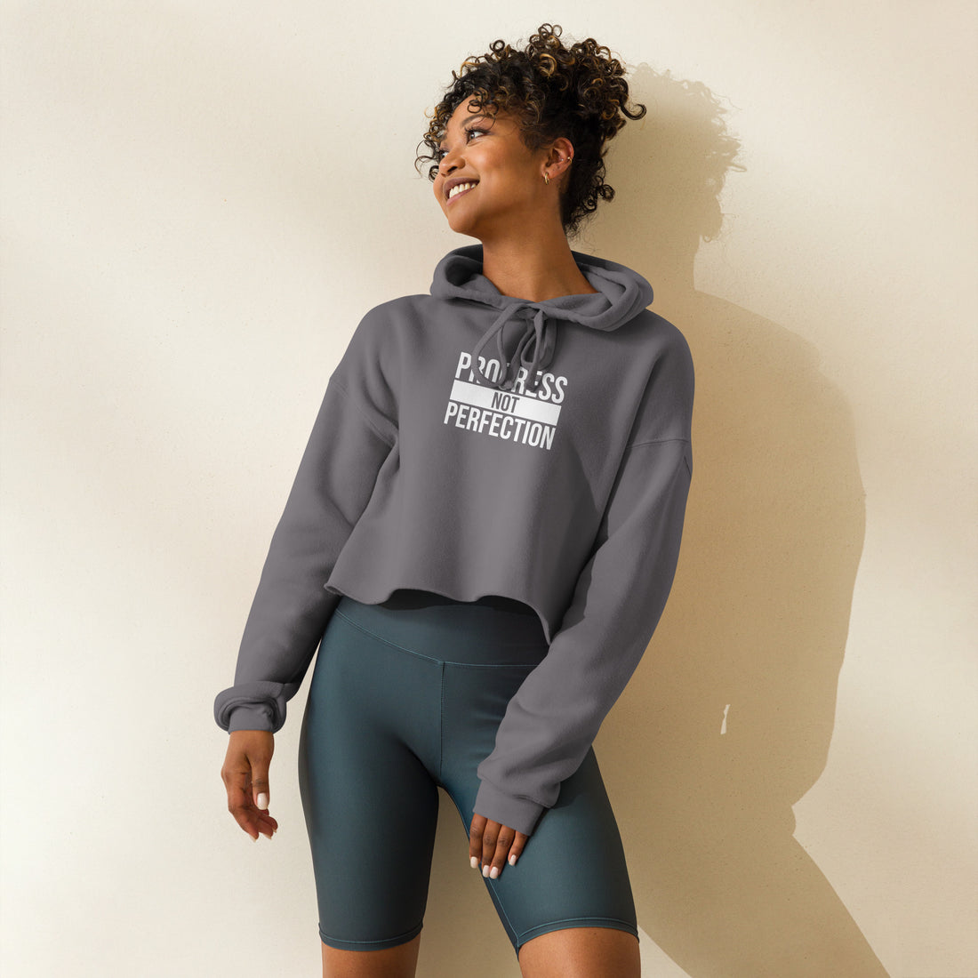 Women’s Progress Not Perfection cropped hoodie front view