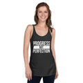Women’s racerback tank top with ‘Progress Not Perfection’ design — WYVibe activewear.