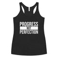 Women’s racerback tank top with ‘Progress Not Perfection’ design — WYVibe activewear.